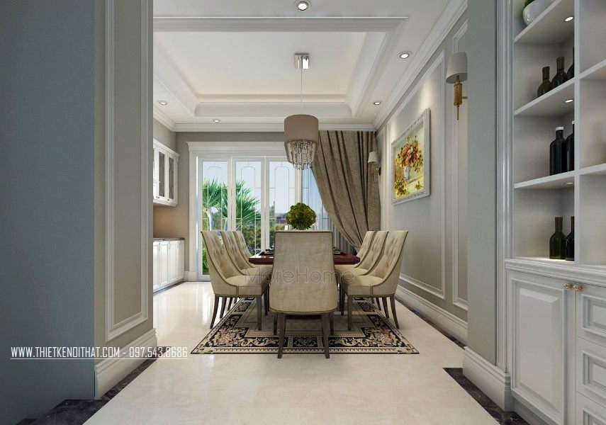 Thiết kế nội thất phòng ăn nhà liên kề tại khu đô thị Văn Quán